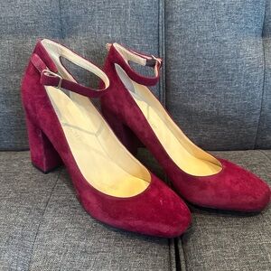 Ivanka Trump "Oasia" ankle strap dark pink suede pumps 8.5
